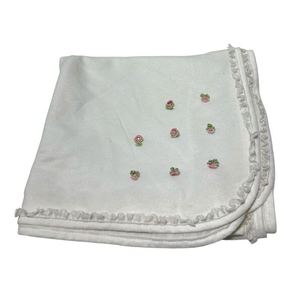 Styled By The Shepherd Vintage Baptism Christening White Baby Blanket Flowers - Picture 1 of 5